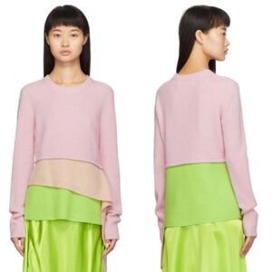 SIES MARJAN Sae Layered Tiered Ribbed Wool Cashmere Blend Sweater XS Colorblock